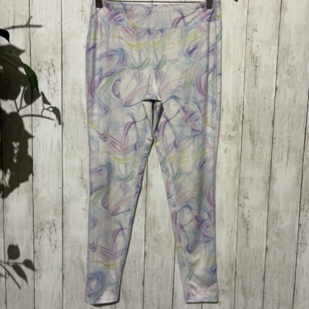 MTA Sport XL 14/16 Leggings Kids Multicolor Pastel Abstract Swirl Athletic Pants